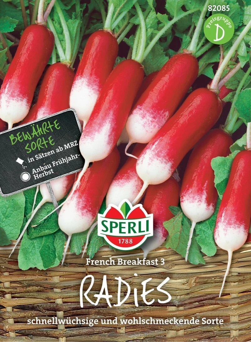 Radies French Breakfast 3, Mildwürzige Schnellwüchsige Alte Sorte, Mittelfrüh Bevorzugt Für Den Sommeranbau – Bild 3