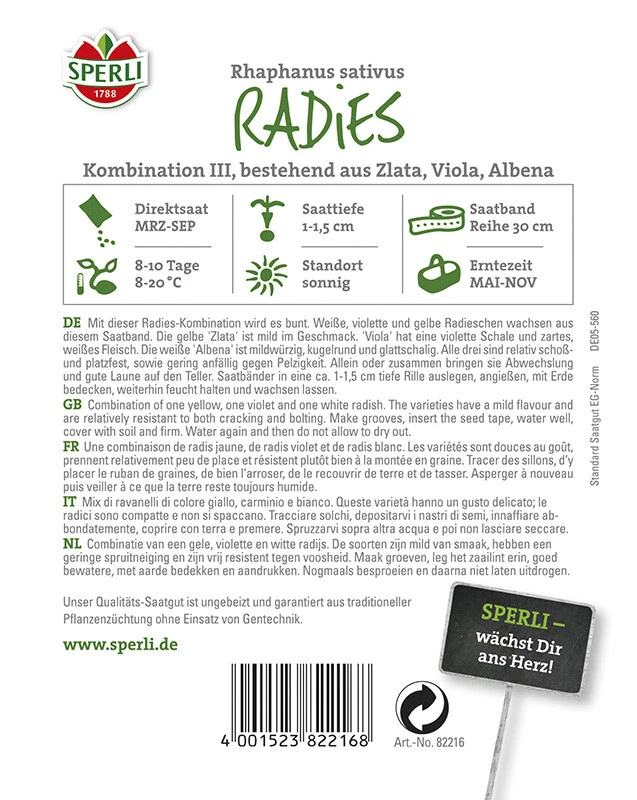 Radies Kombination III (Zlata, Viola, Albena) Saatband 5 M