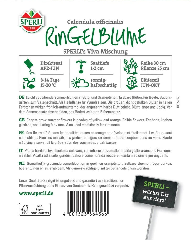 Ringelblume SPERI's Viva Mischung, Einjährige Gartenpflanzen, Bestens Geeignet Für Mischkulturen – Bild 2