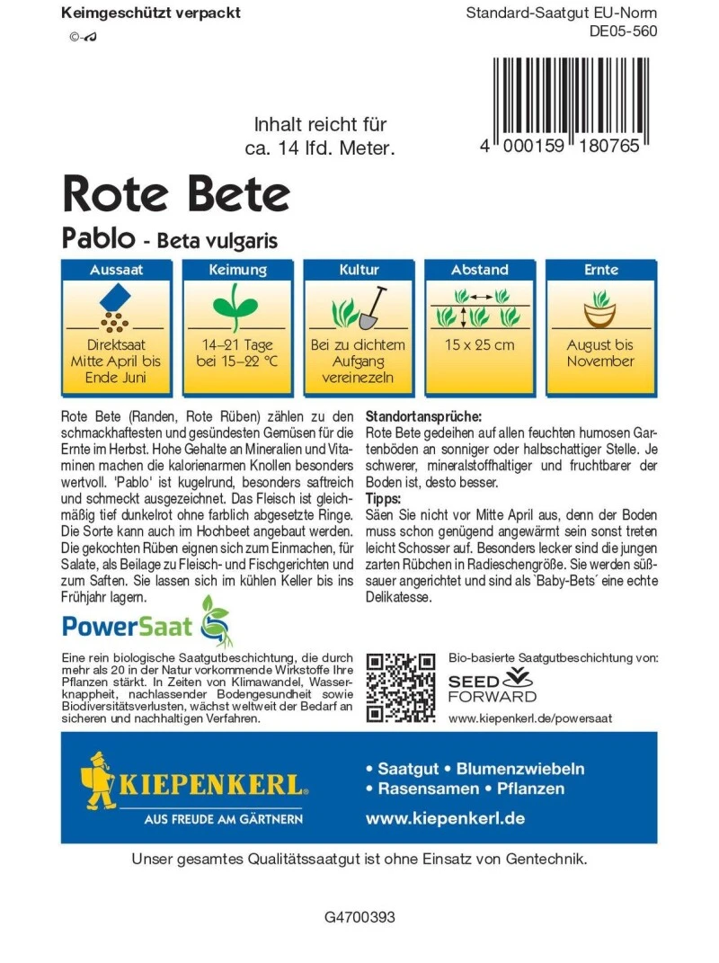 Profi-Line Rote Rüben Pablo (PowerSaat), Runde Saftreiche Knollen Mit Hohem Ertrag