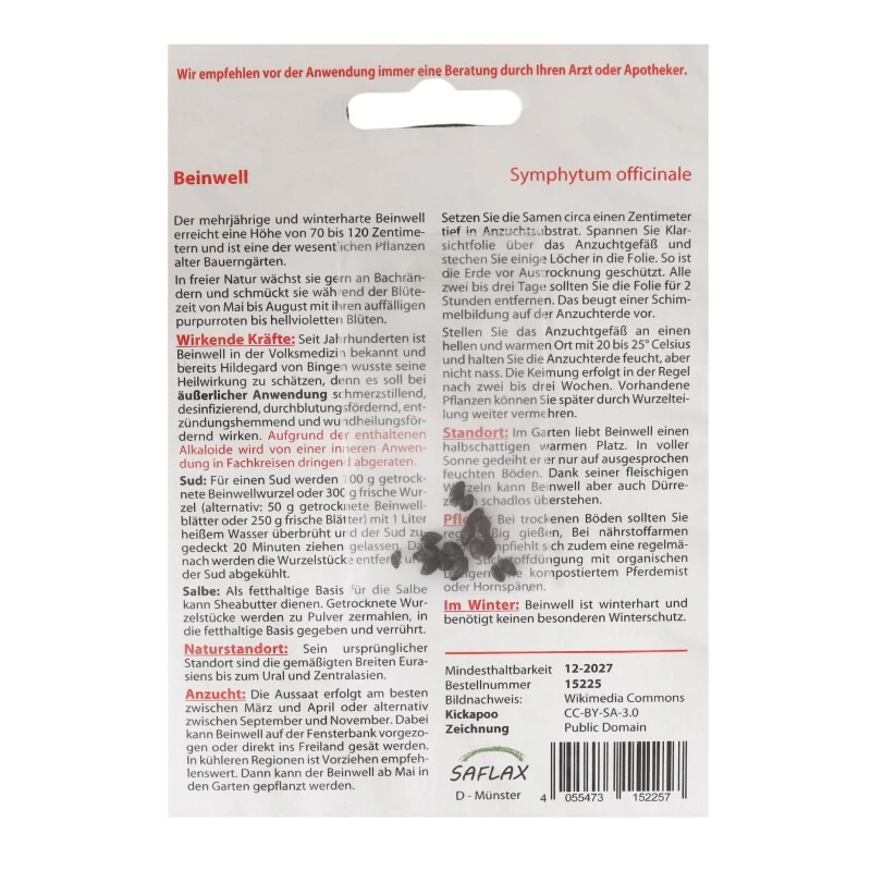 Beinwell - Heilpflanzen Saatgut 15 Samen - Symphytum Officinale