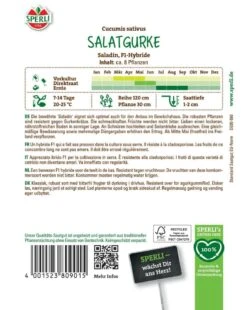 Salatgurke Saladin F1, Bewährt & Robust, Bitterfreie Sorte, Gewächshaus Geeignet