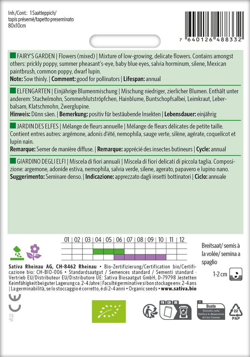 Einjährige Blumenmischung ELFENGARTEN Saatteppich
