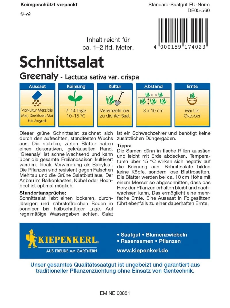 Schnittsalat Greenaly, Schnellwachsender Babyleafsalat, Resistent Gegen Falschen Mehltau Und Grüne Salatblattlaus – Bild 3