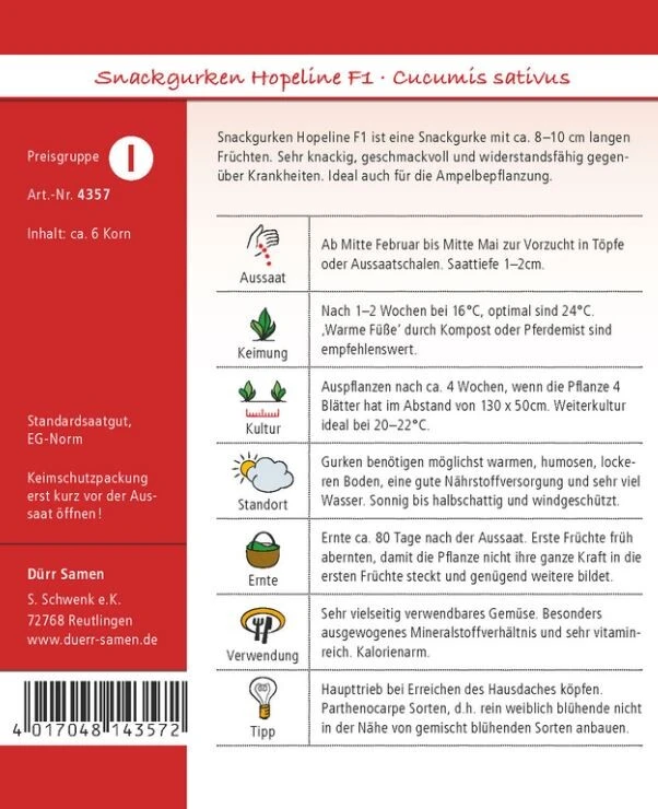 Snackgurken Hopeline F1 (Treibgurke/ Hausgurke), Knackig Geschmackvoll Und Widerstandsfähig – Bild 2