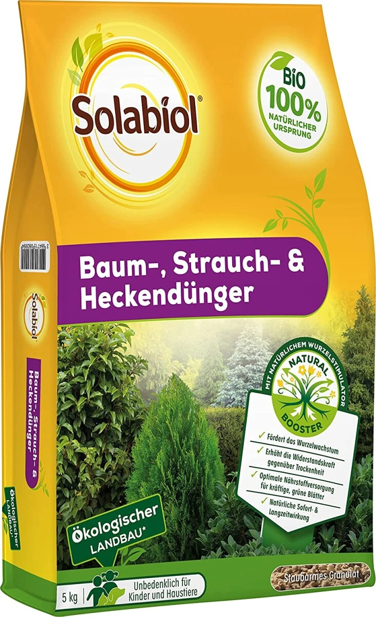 Solabiol Baum-, Strauch & Heckendünger Mit Wurzelstimulator Sofort- Und Langzeitwirkung 5 Kg Sack – Bild 3