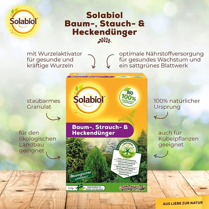 Solabiol Baum-, Strauch & Heckendünger Mit Wurzelstimulator Sofort- Und Langzeitwirkung 5 Kg Sack – Bild 2