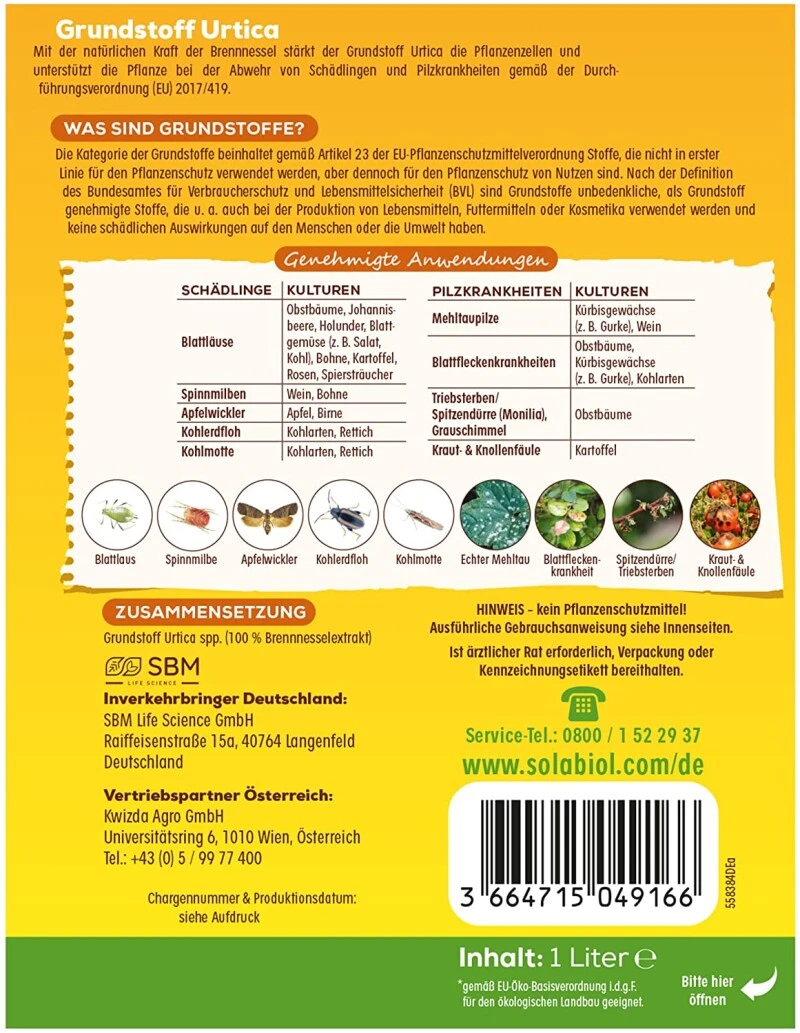 Solabiol Grundstoff Urtica Spray, (Inhalt: 1 Liter), Unterstützt Die Natürliche Abwehr Von Schädlingen Und Pilzkrankheiten – Bild 7