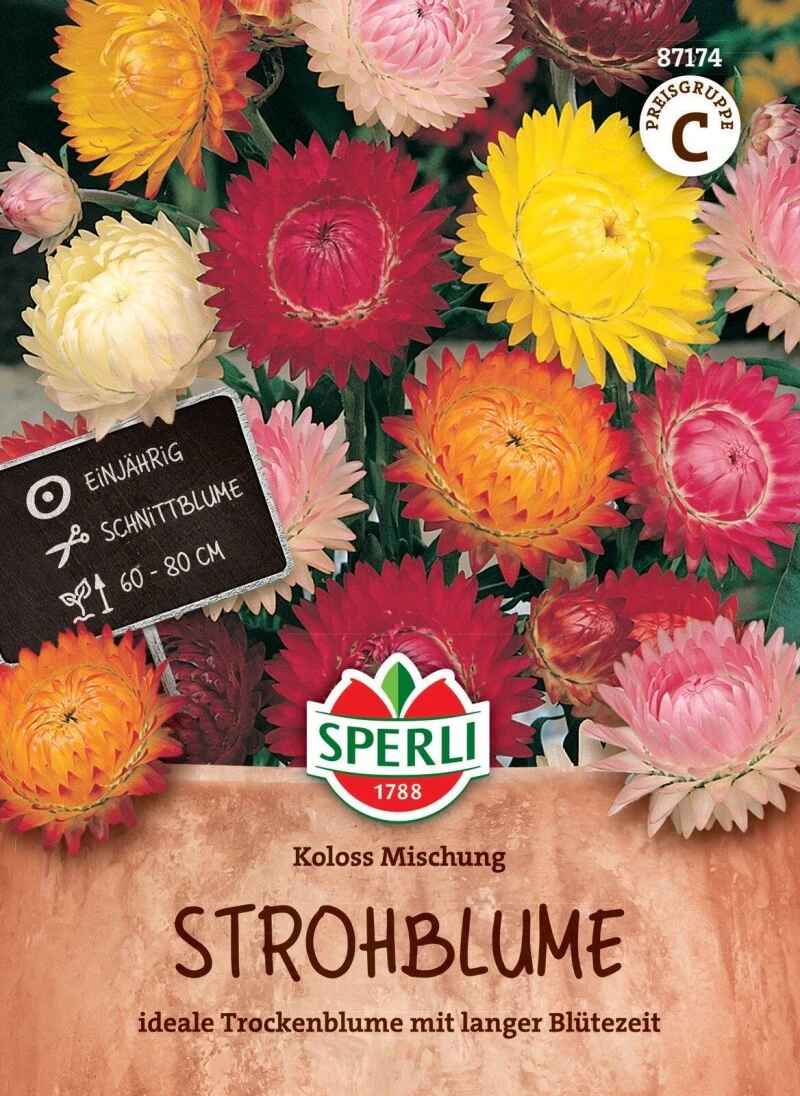 Strohblume Koloss Mischung, Ideale Trockenblume Mit Langer Blütezeit, Schnittblume, Sperli Saatgut