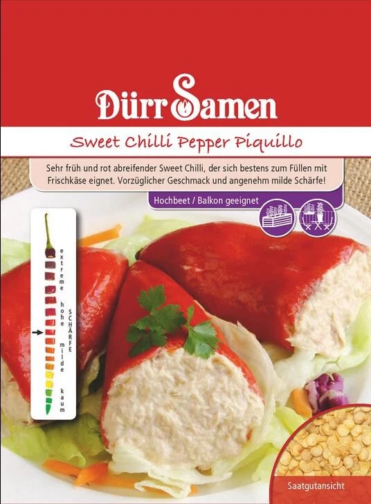 Sweet Chili Peper Piquillo (Paprika/ Pepperoni) Geschmack: Angenehm Milde Schärfe