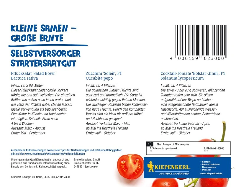 Thementüte Selbstversorger – Lust Auf Eigene Ernte, Inhalt: Salat, Zucchini Und Cocktail-Tomaten – Bild 3