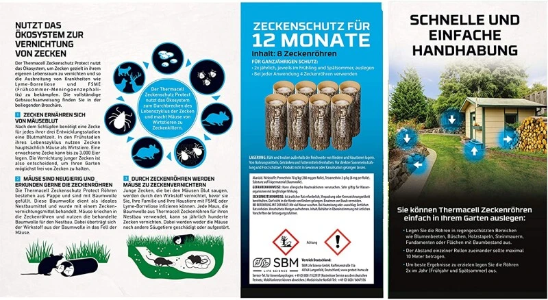 Thermacell Zeckenschutz Protect, Zeckenröhren Innovativer Schutz Vor Zecken Im Eigenen Garten, 8 Rollen Für 340m² Fläche, Mehrfarbig – Bild 2