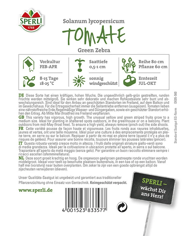 Tomate Green Zebra, Grün-gelb Gestreifte Früchte, Kräftiger Wuchs – Bild 2