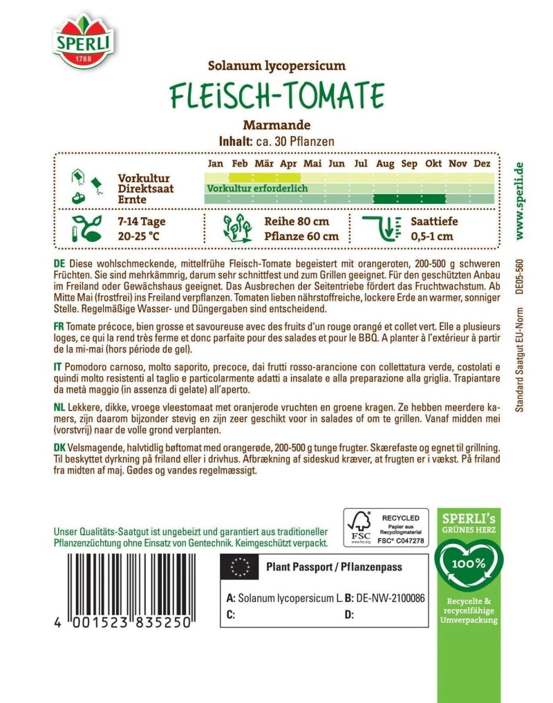 Fleisch-Tomate Marmande, Schnittfeste Früchte, Freiland & Gewächshaus, Saatgut Von Sperli – Bild 2