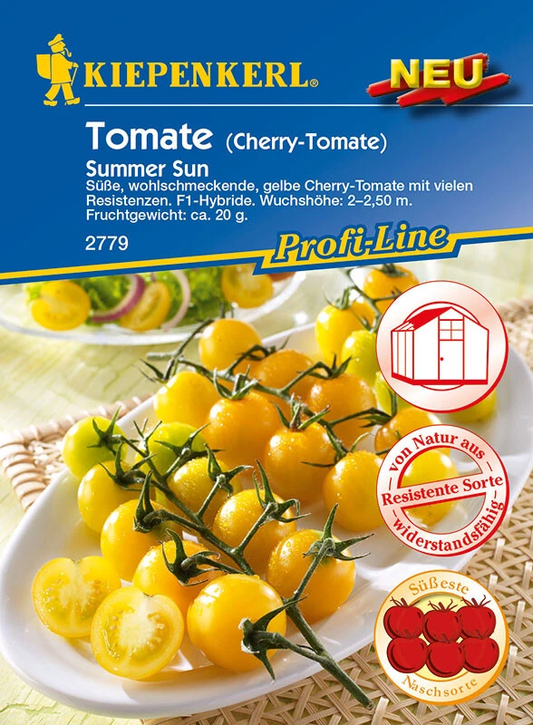 Tomaten Summer Sun F1, Süße Wohlschmeckende Cherry-Tomate Mit Hohem Brixwert, Gewicht 10 - 20 G