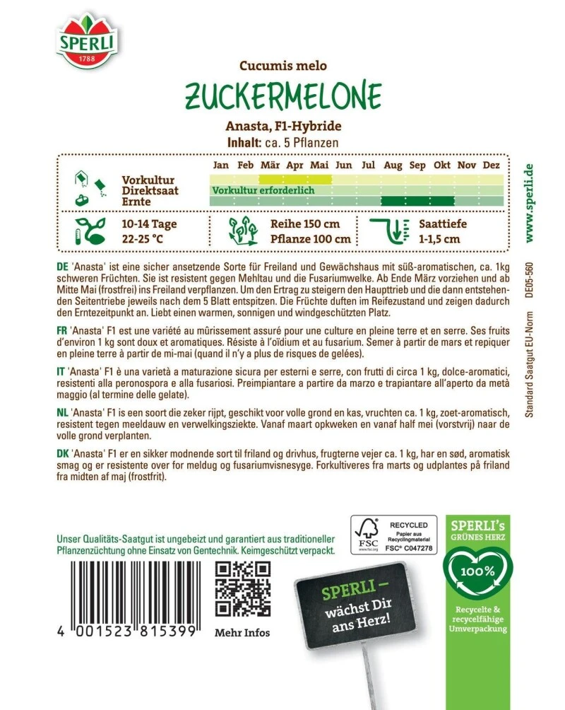 Zuckermelone Anasta F1, Zuckersüße Charentaise-Melone, Sicher Reifend, Freiland Und Gewächshaus – Bild 2